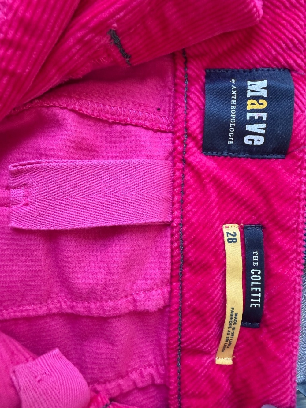 Anthro Maeve Colette Corduroy Wide-Leg Crop Pants, Hot Pink, Never Worn! Size 28 - Picture 4 of 4
